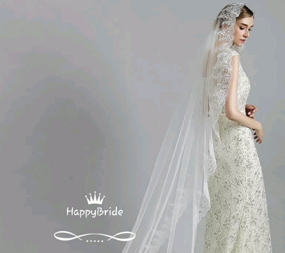 Gorgeous Cathedral Lace & Sequins Veil